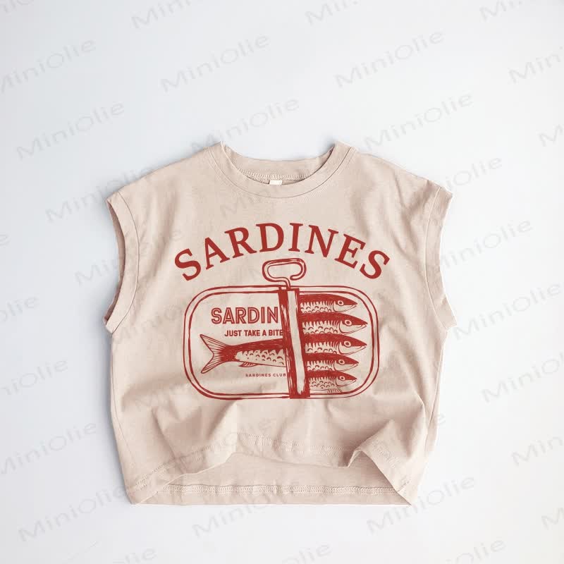 SARDINES Baby Toddler Canned Fish Khaki Tank Top