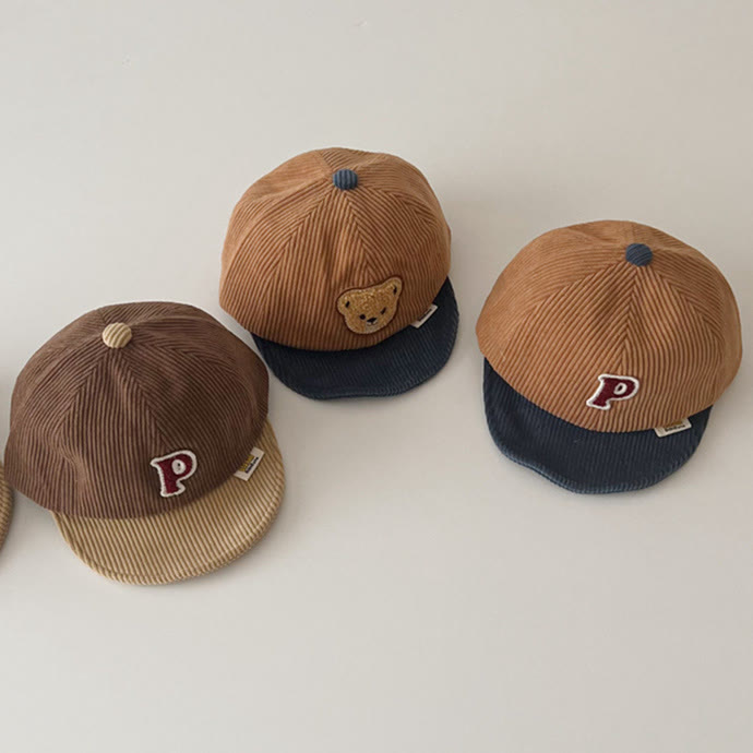 P Baby Bear Letter Sun Peaked Cap