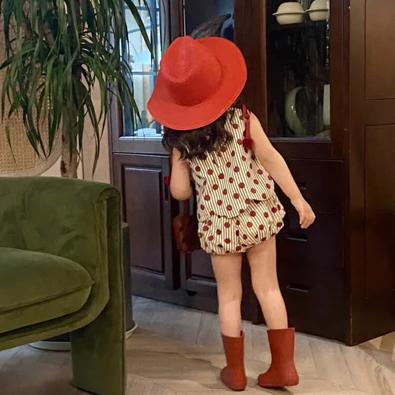 Baby Toddler 2-Piece Red Dots Striped Set