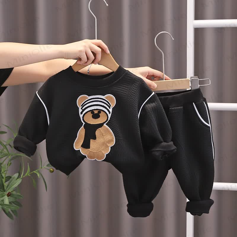 Baby Boy 2-Piece Simple Bear Sweatsuit Set
