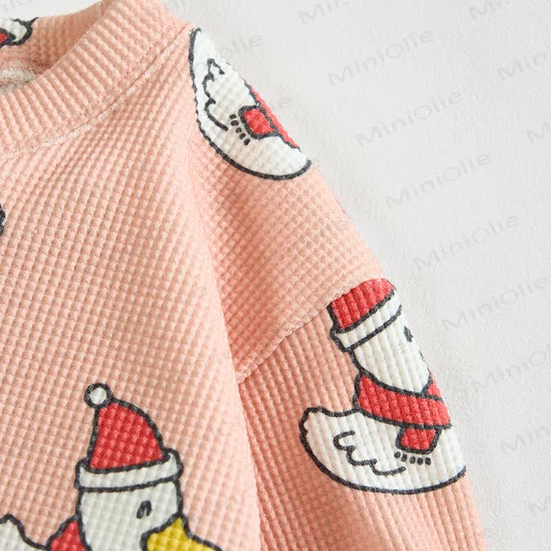 Baby Christmas Duck Pink Waffle 2-piece Set