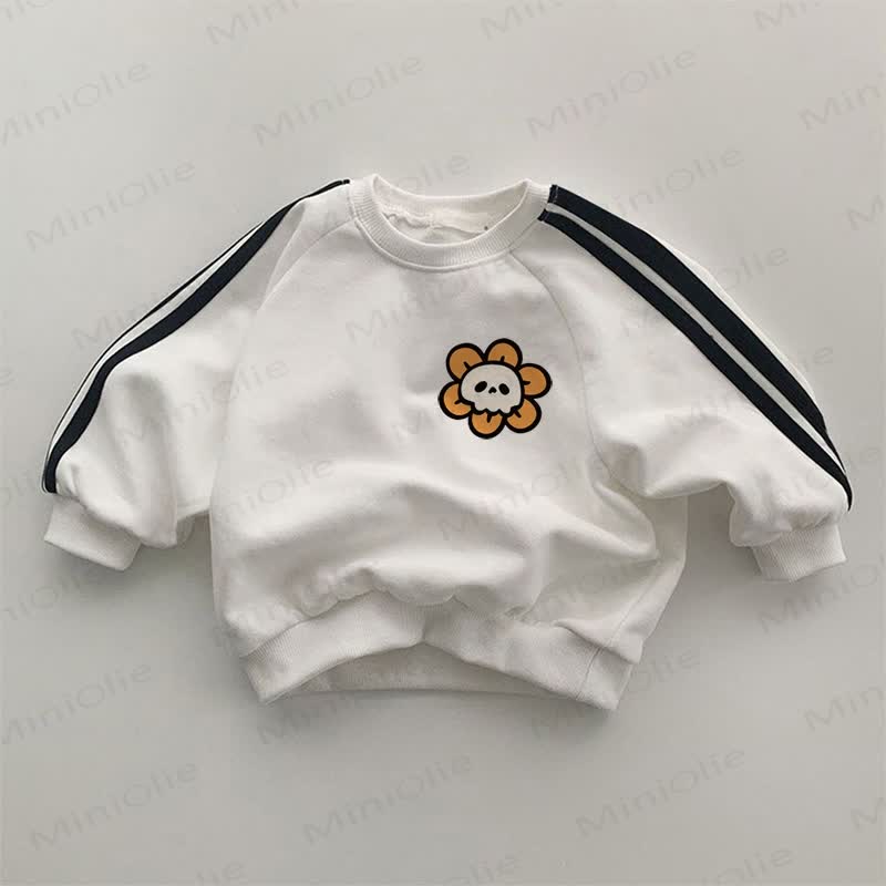 Baby Flower Skull White Sweatshirt