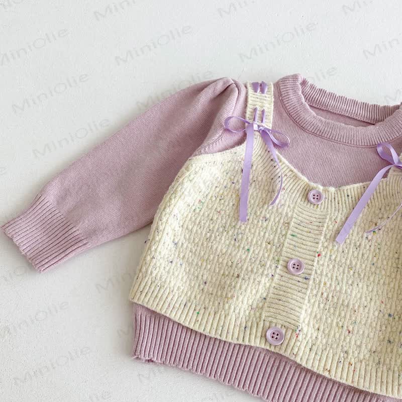 Baby Girl Purple Bow Knitted 2-piece Set