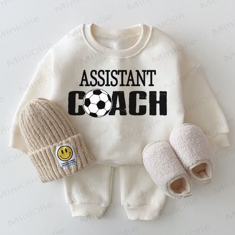 ASSISTANT COACH Baby White Sweatshirt 2-piece Set