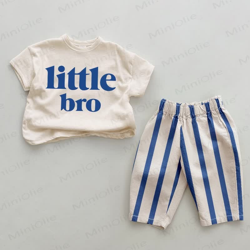 LITTLE BRO Baby Blue Vertical Striped 2-piece Set