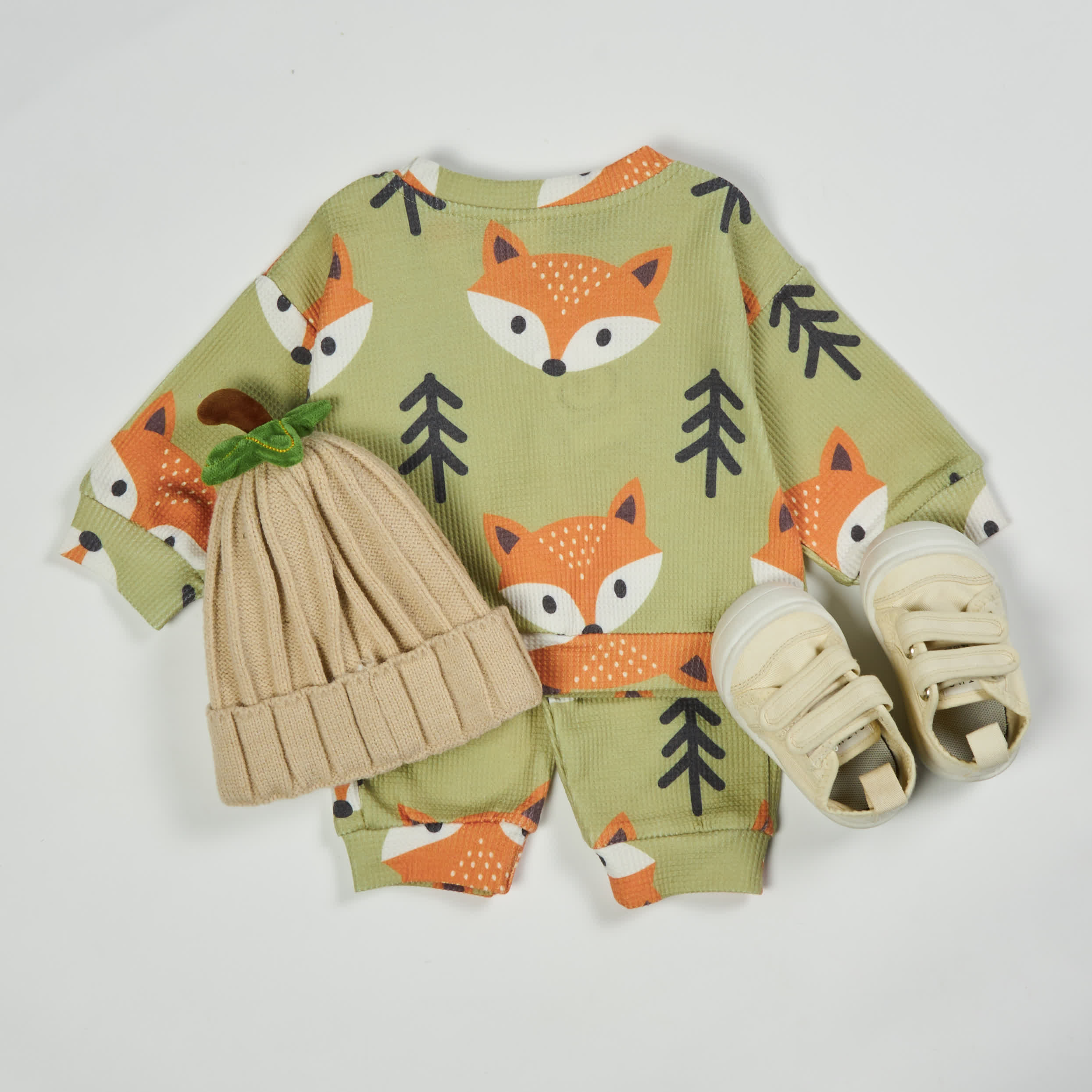 Baby Toddler Fox Green Waffle 2-piece Set