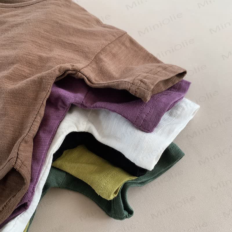 Toddler Solid Color Retro Soft T-shirt