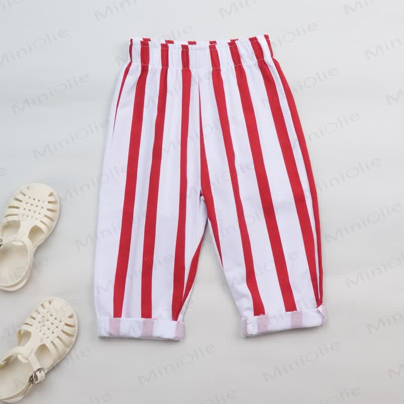 AUNTIE'S BESTIE Baby Red Vertical Striped 2-piece Set
