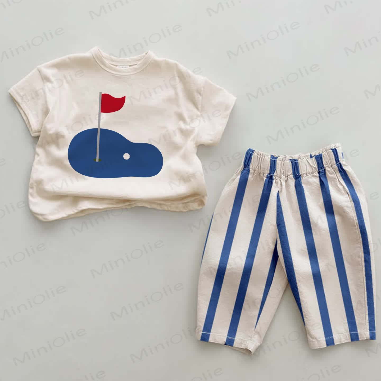 Baby Golf Course Blue Vertical Striped 2-piece Set