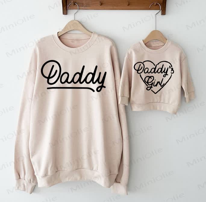 DADDY/DADDY'S GIRL Daddy and Me Baby Beige Family Sweatshirt