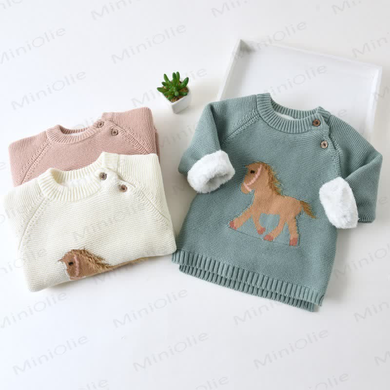 Kid Cute Horse Thicken Knit Sweater