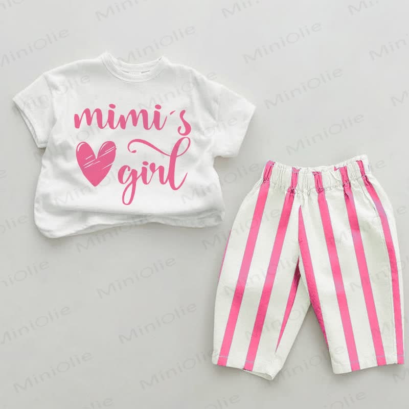 MIMI'S GIRL Baby Pink Vertical Striped 2-piece Set