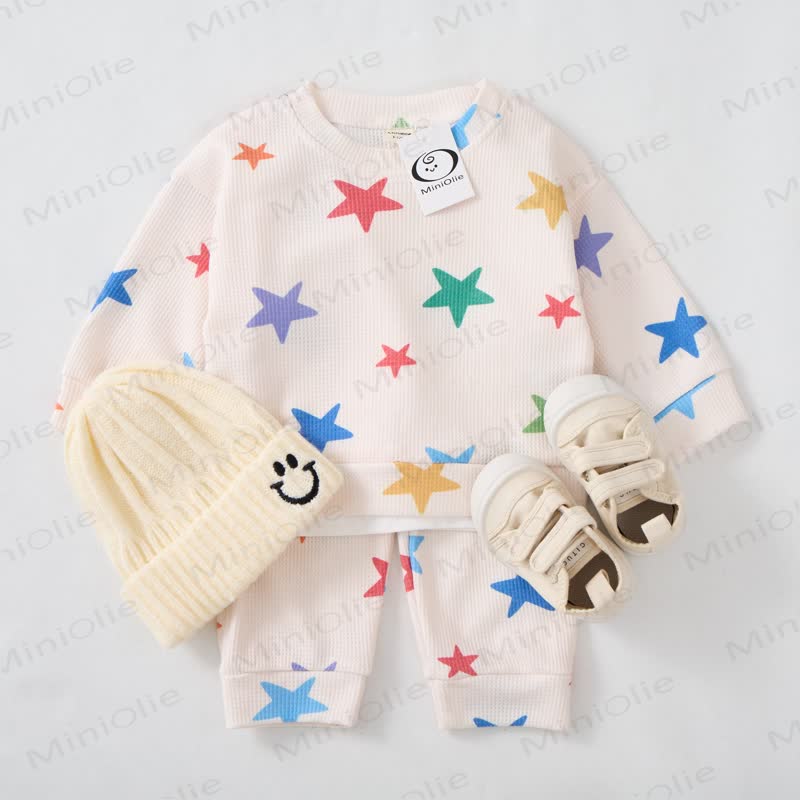 Baby Toddler Christmas Colorful Star Waffle 2-piece Set