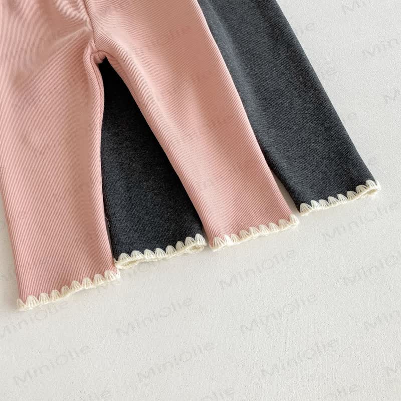 Baby Toddler Girl Knit Lace Fleece Lined Leggings