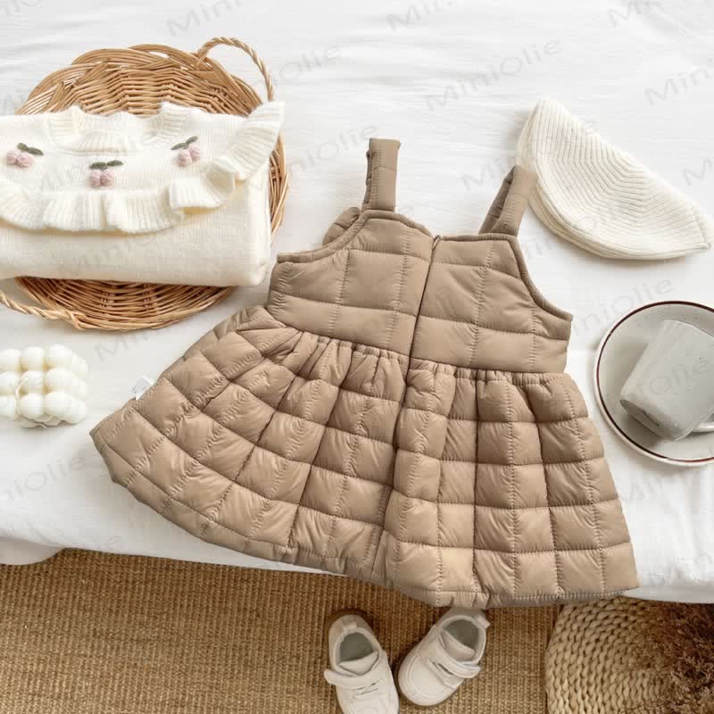 Baby Girl Bear Bow Quilted Sleeveless Dress