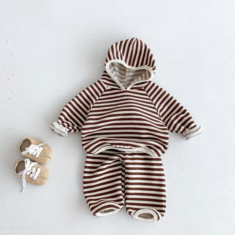 Baby 2-Piece Hooded Striped Sweatsuit Set