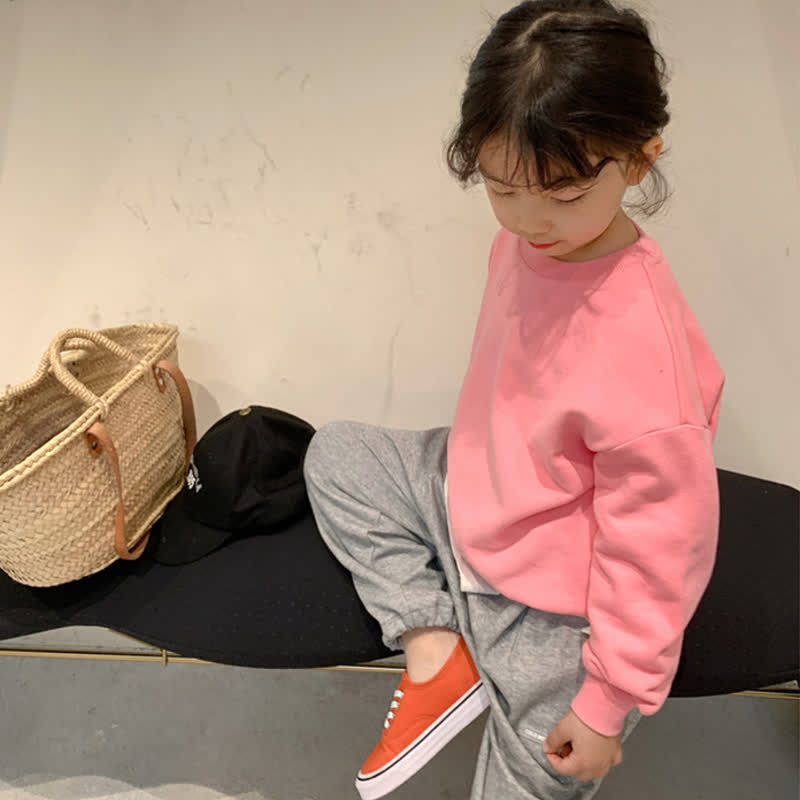 Toddler Solid Color Loose Simple Sweatshirt