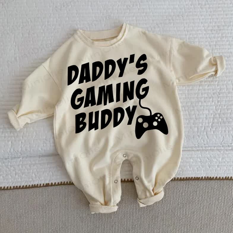 DADDY'S GAMING BUDDY Baby Beige Romper