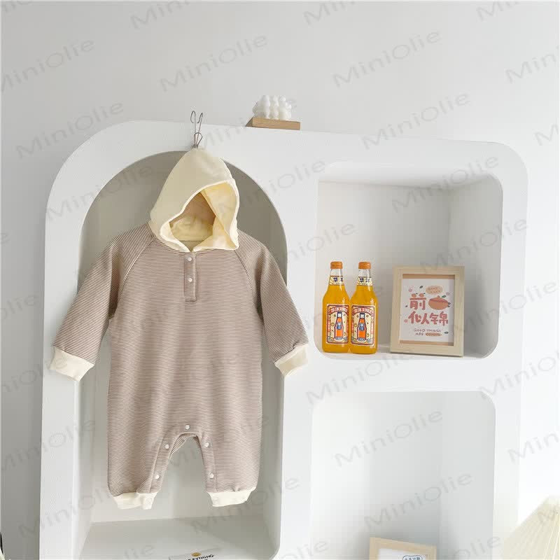 Baby Striped Hooded Soft Romper