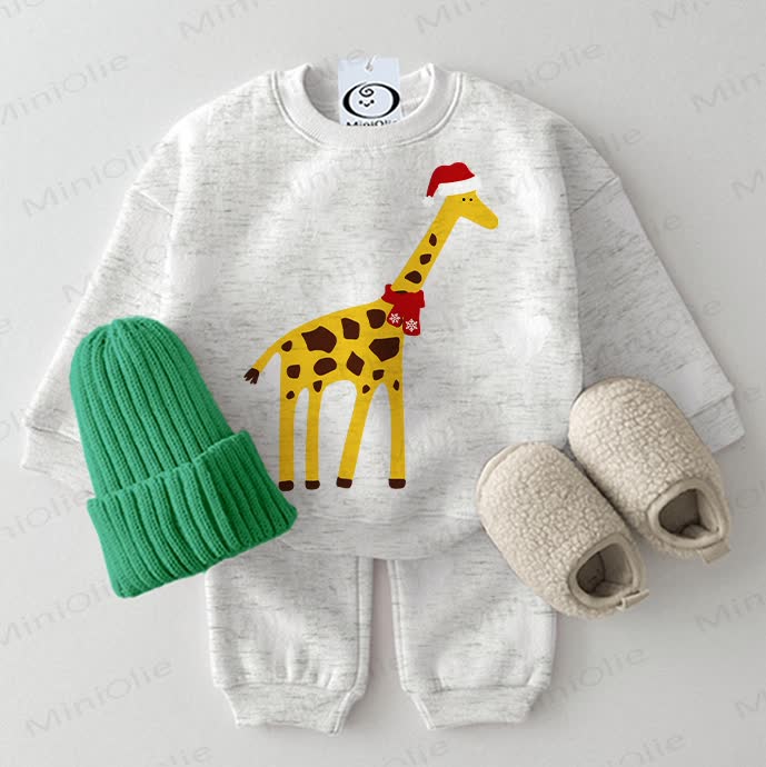 Baby Christmas Giraffe 2-piece Light Grey Set