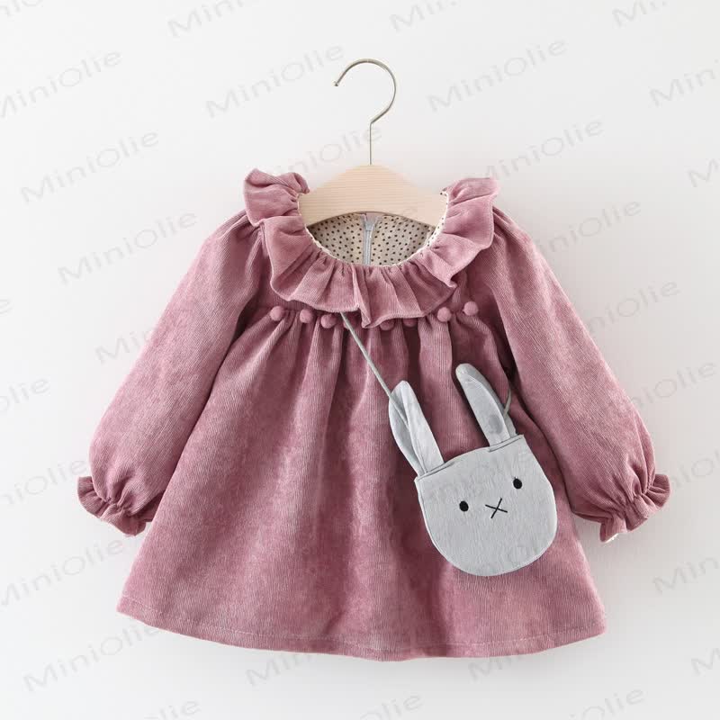 Baby Pompom Dress with Bunny Bag