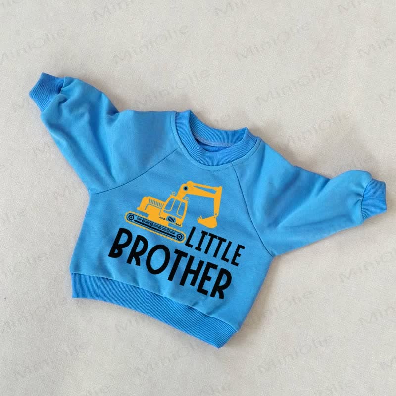 BIG/LITTLE BROTHER Baby Toddler Excavator Blue Sweatshirt