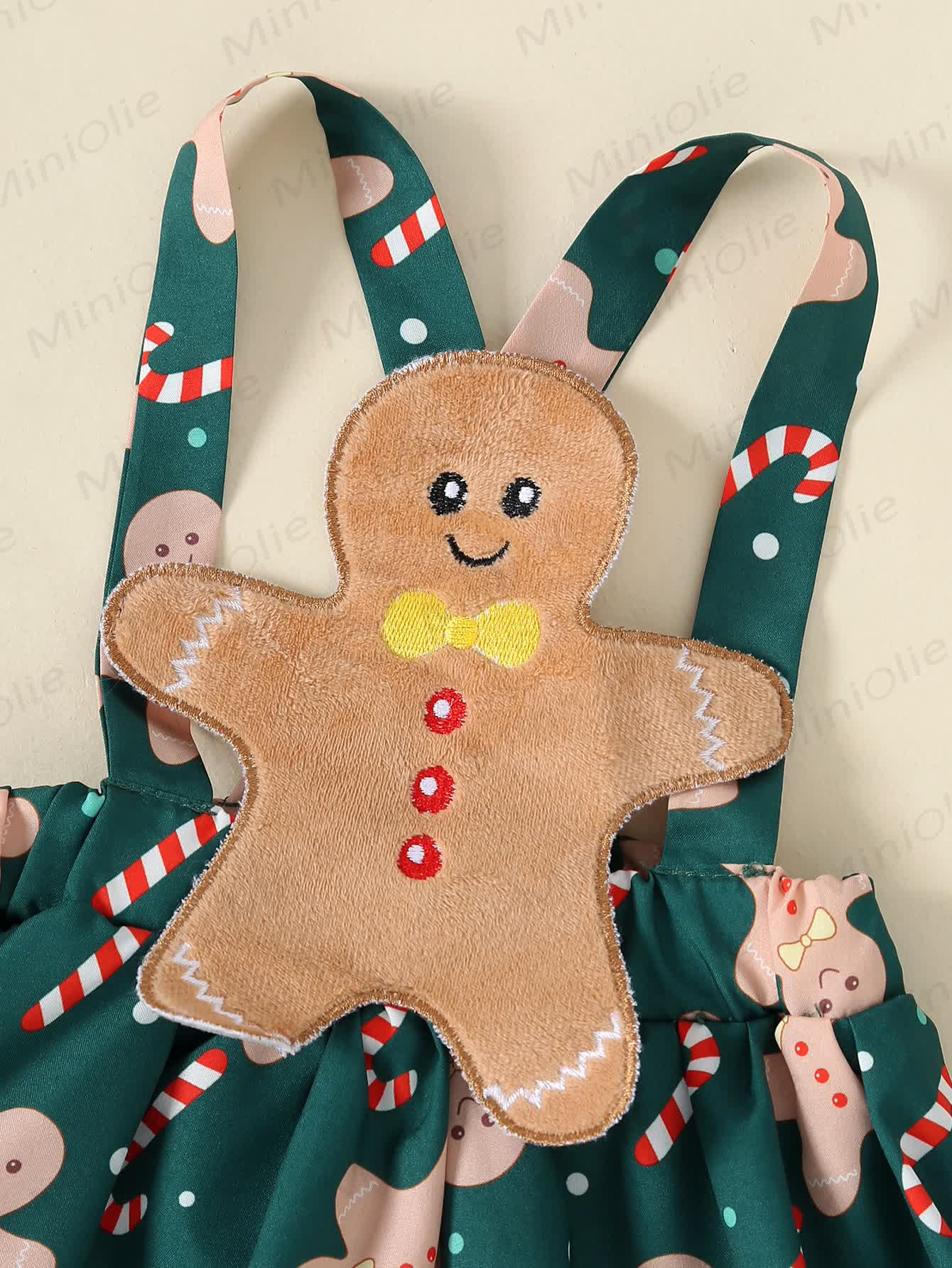 Baby Girl Gingerbread Man Green Dress With A Headband