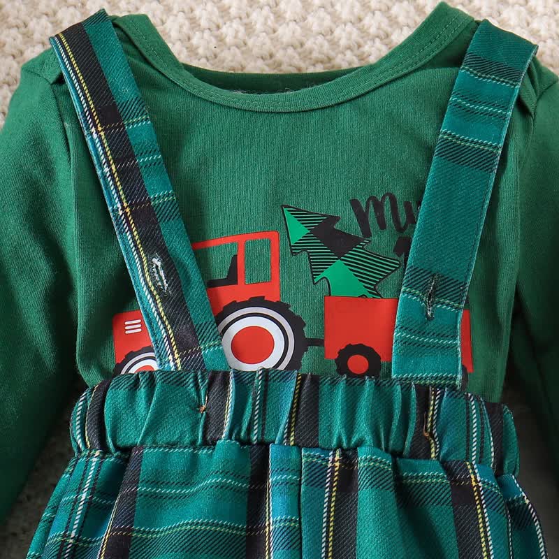 MY 1ST CHRISTMAS Baby Plaid 2-Piece Set with Hat