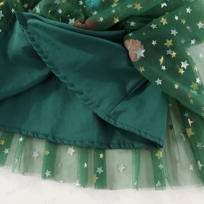 Toddler Green Tulle Colorful Bow Dress
