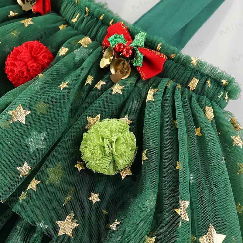 Toddler Green Tulle Colorful Bow Dress