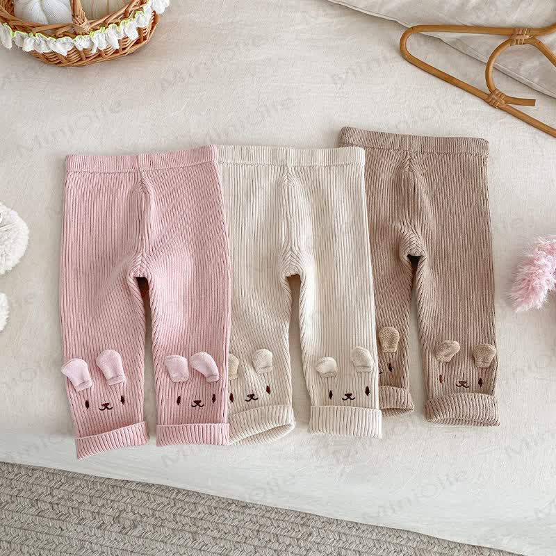 Baby Toddler Girl Embroidered Bunny Knitted Leggings