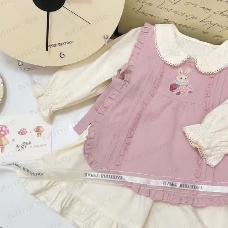 Toddler Girls Embroidered Bunny Flower Dress