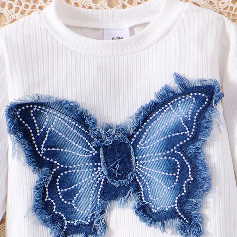 Baby 2-Piece Butterfly Bows Denim Set