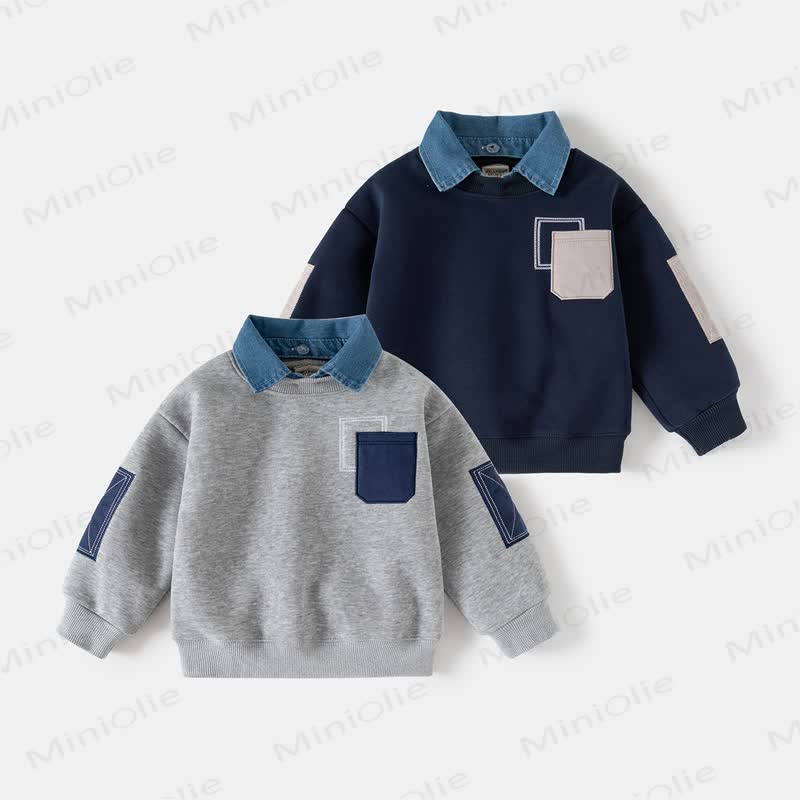 Toddler Fleece Lined Fake 2pcs Sweatshirt