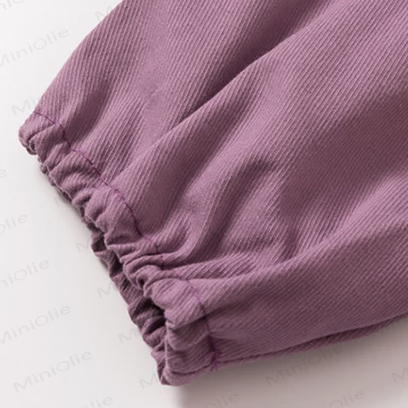 Toddler Girls Flower Ruffles Purple Cord Dress