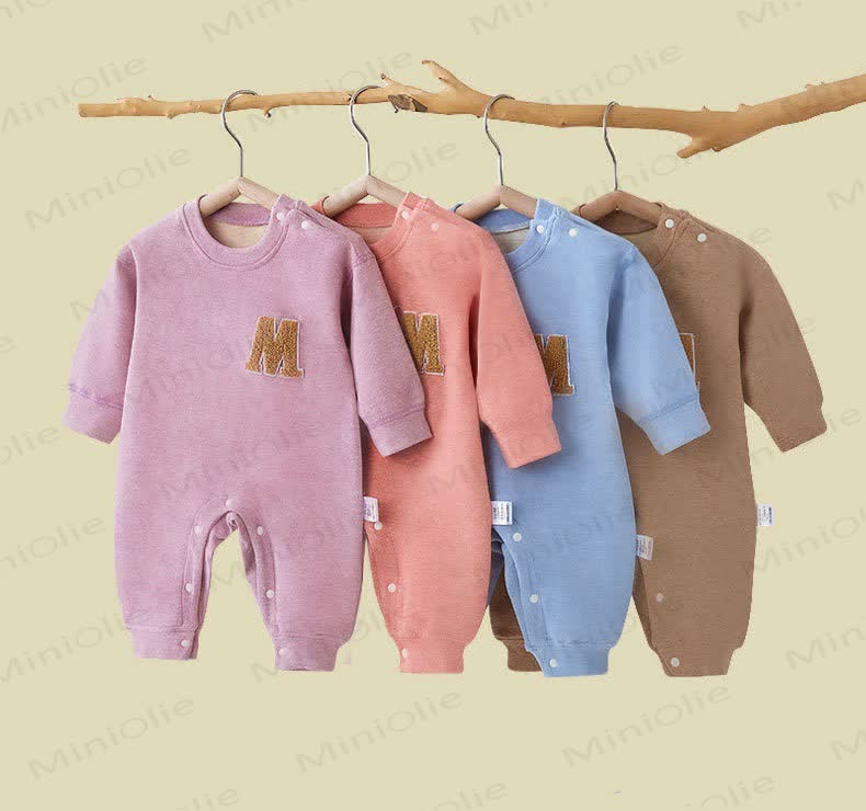 Letter M Baby Fleece Lined Romper