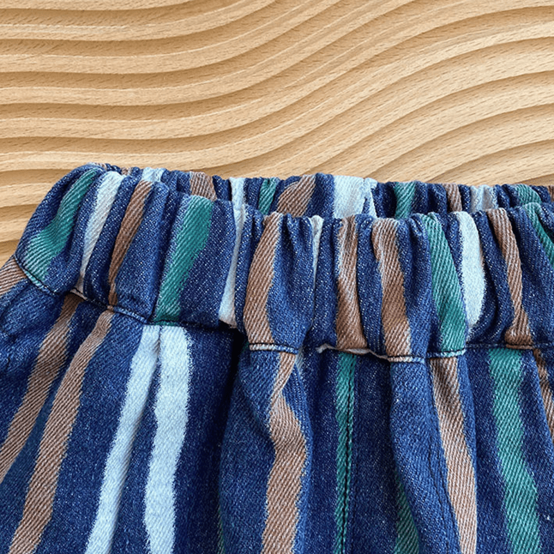 Toddler Colorful Vertical Striped Denim Pants