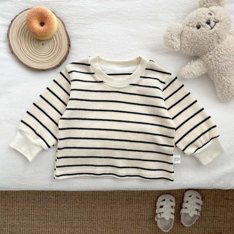 Baby Stripe Top Denim Romper 2-piece Set