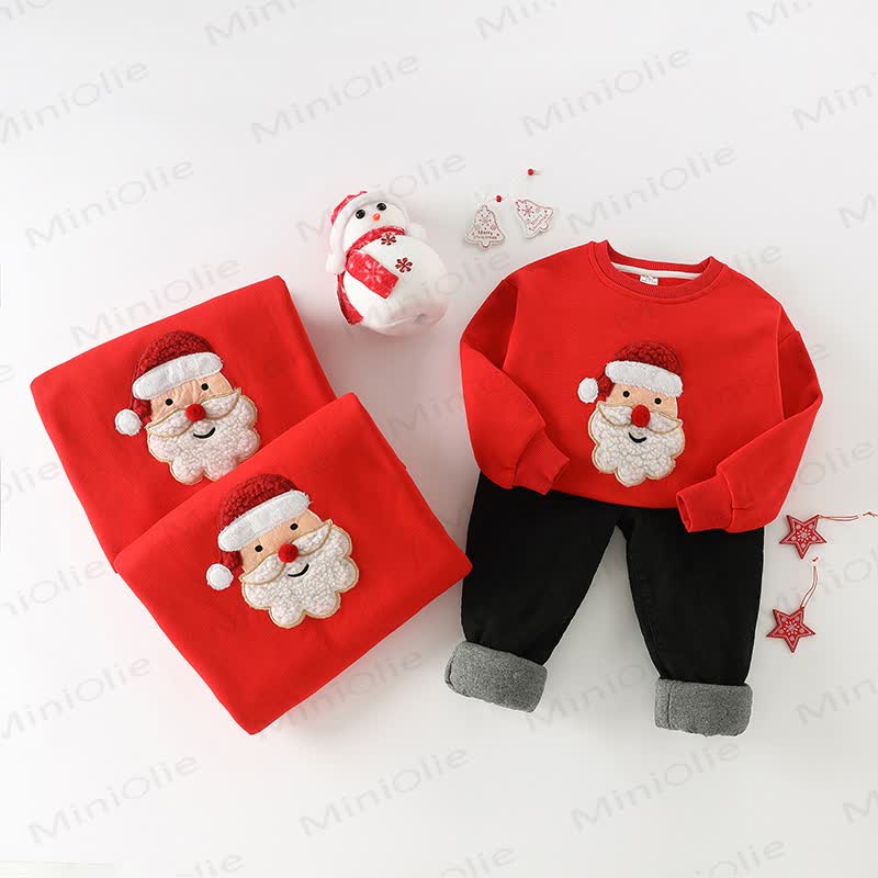 Family Matching Santa Claus Fleece Lined Sweatshirt