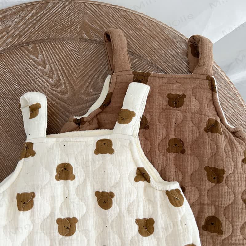 Baby Quilted Bear Pocket Romper with Hat