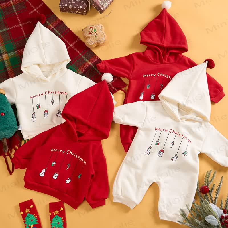 MERRY CHRISTMAS Baby Snowman Elk Santa Claus Hoodie