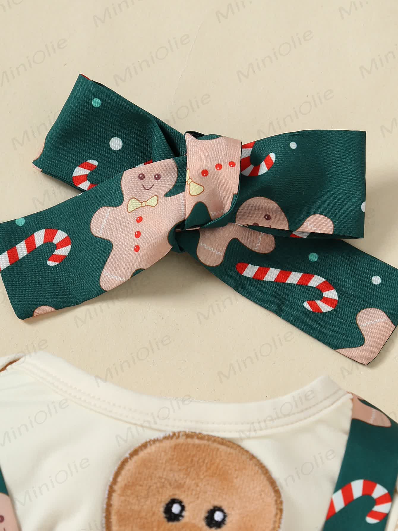 Baby Girl Gingerbread Man Green Dress With A Headband
