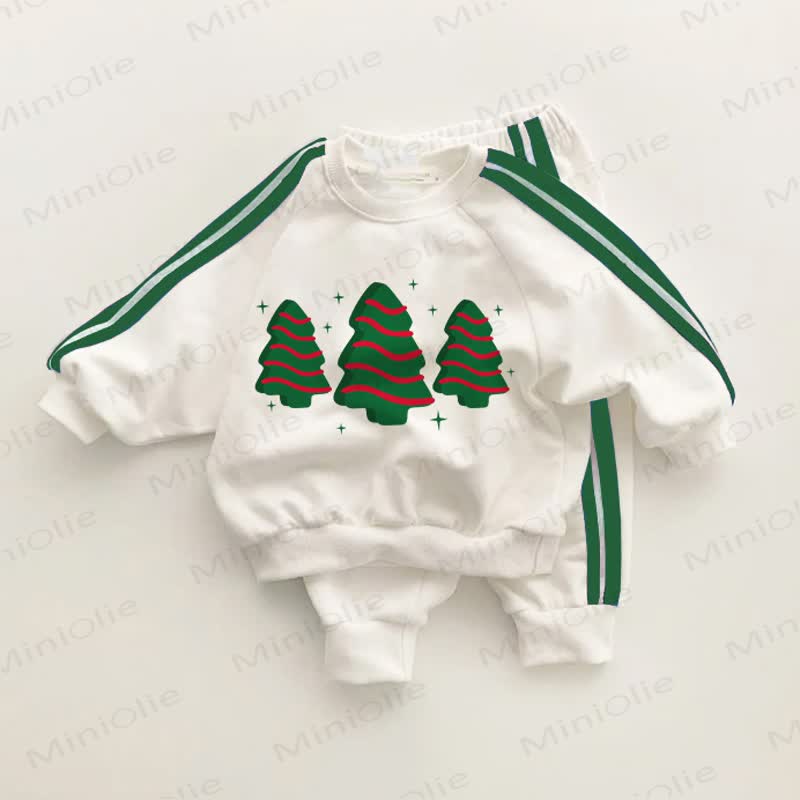 Baby Toddler Christmas Tree Green Striped 2-piece Set