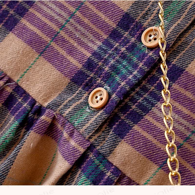 Baby Plaid Dress with Bear Doll