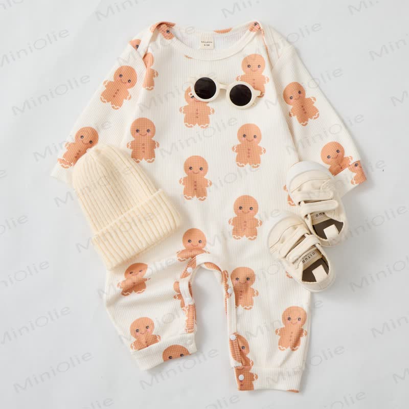 Baby Gingerbread Man Waffle Romper