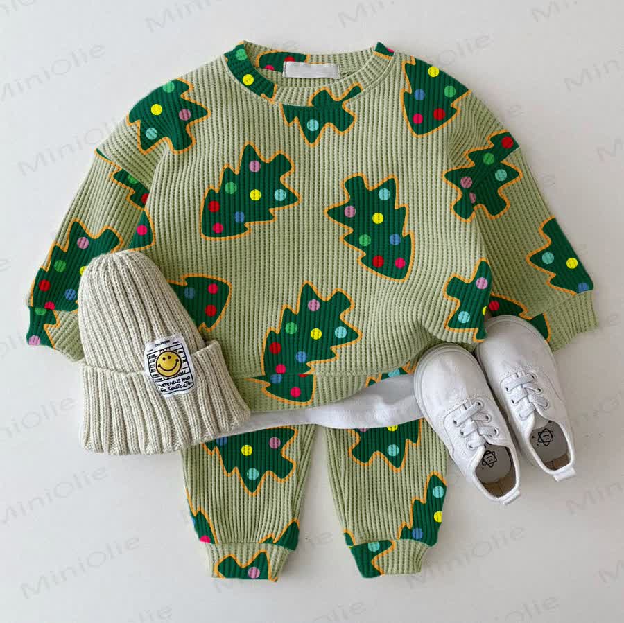 Baby Waffle Christmas Tree with Biscuit Sweatshirt 2-piece Set