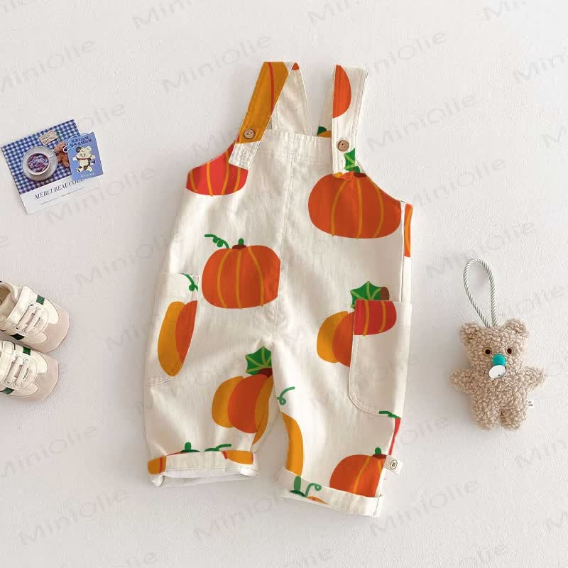 Baby Toddler Pumpkin Pocket Overalls