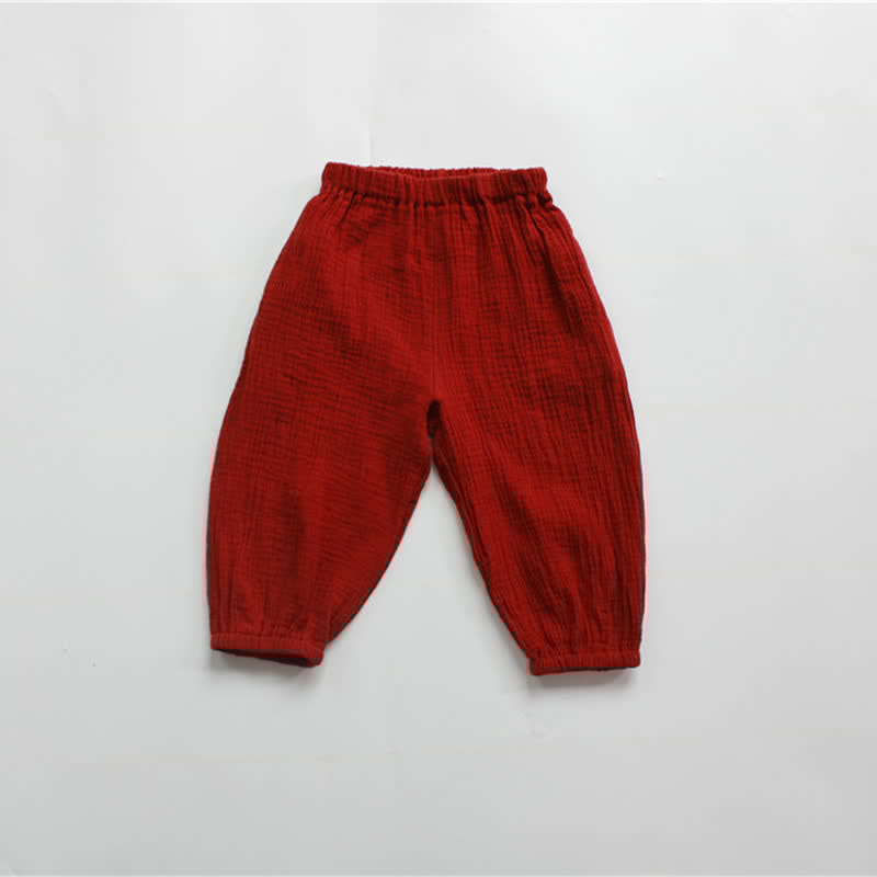 Toddler Retro Solid Color Linen Pants