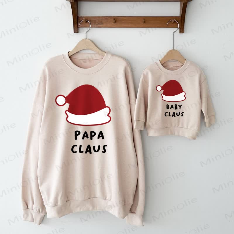 PAPA CLAUS Baby Beige Family Sweatshirt