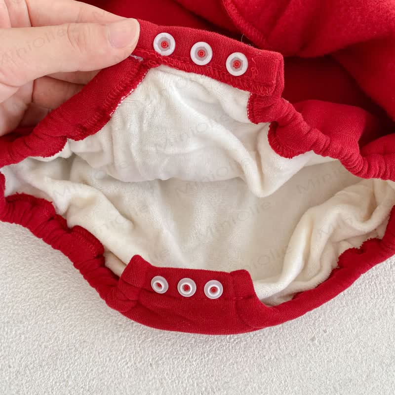 Baby Toddler Fleece Lined Red Romper Dress & Leggings